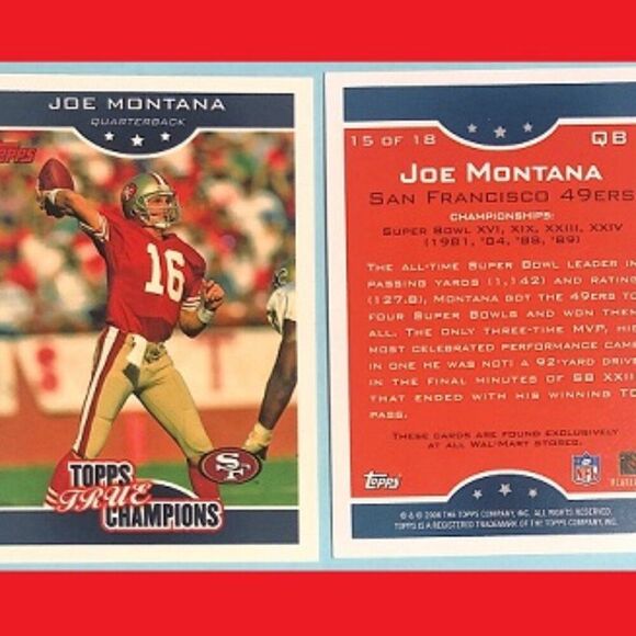 San Francisco 49ers,Super Bowl XXIV, GTE Pin, +Joe Montana Topps True Champ Card - Picture 1 of 6